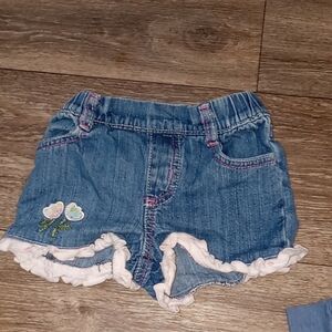 Blue Denim Baby Shorts with Ruffle Trim